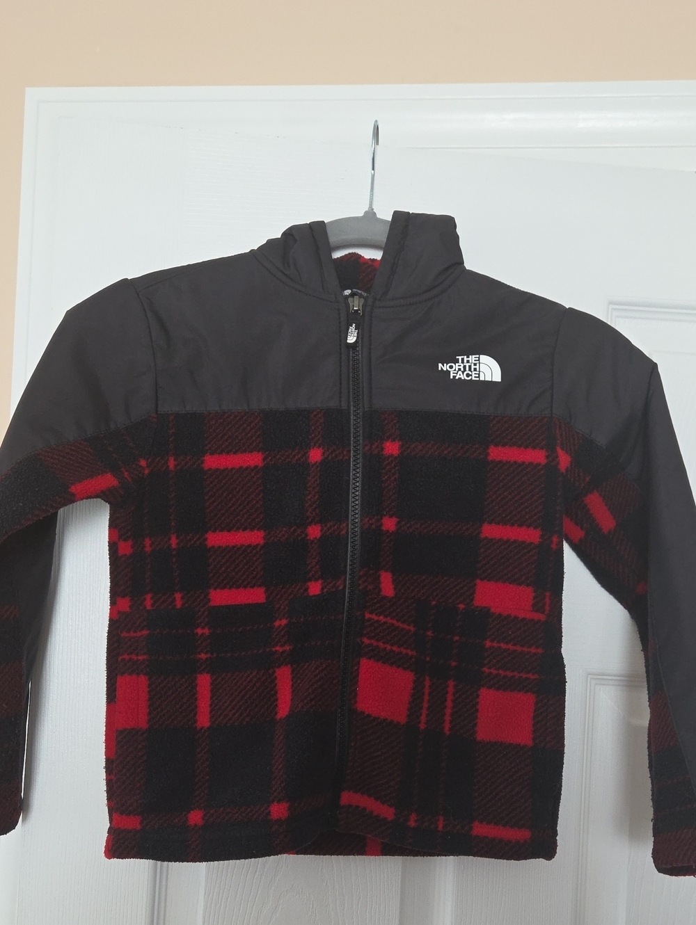 The North Face Kids Black & Red Plaid Fleece Hoodie